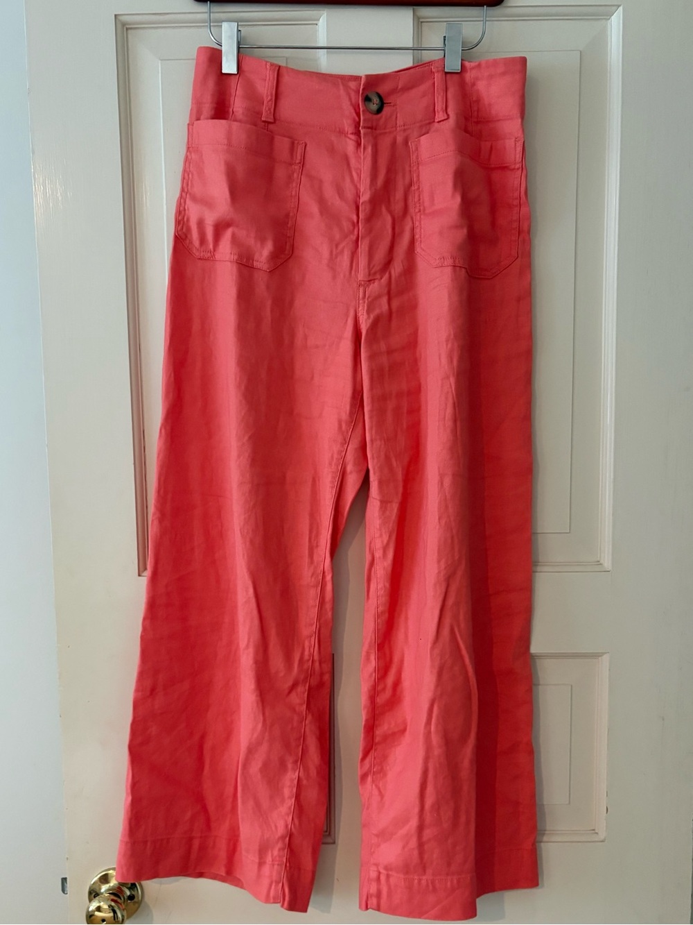 Maeve Collette coral Wide-Leg Cotton Blend cropped Pants. Size 27